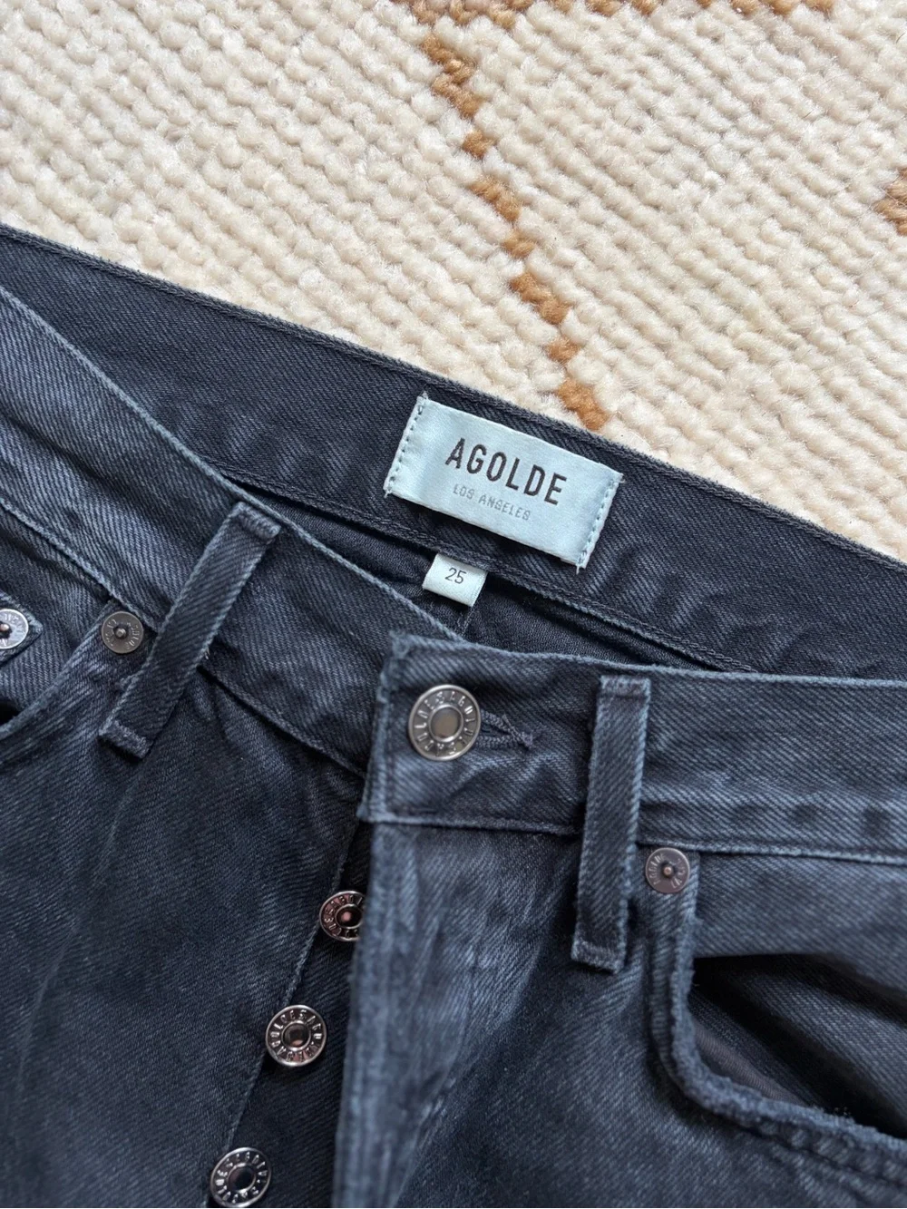 AGOLDE Lana Straight Jeans Disorder Distressed Black 25